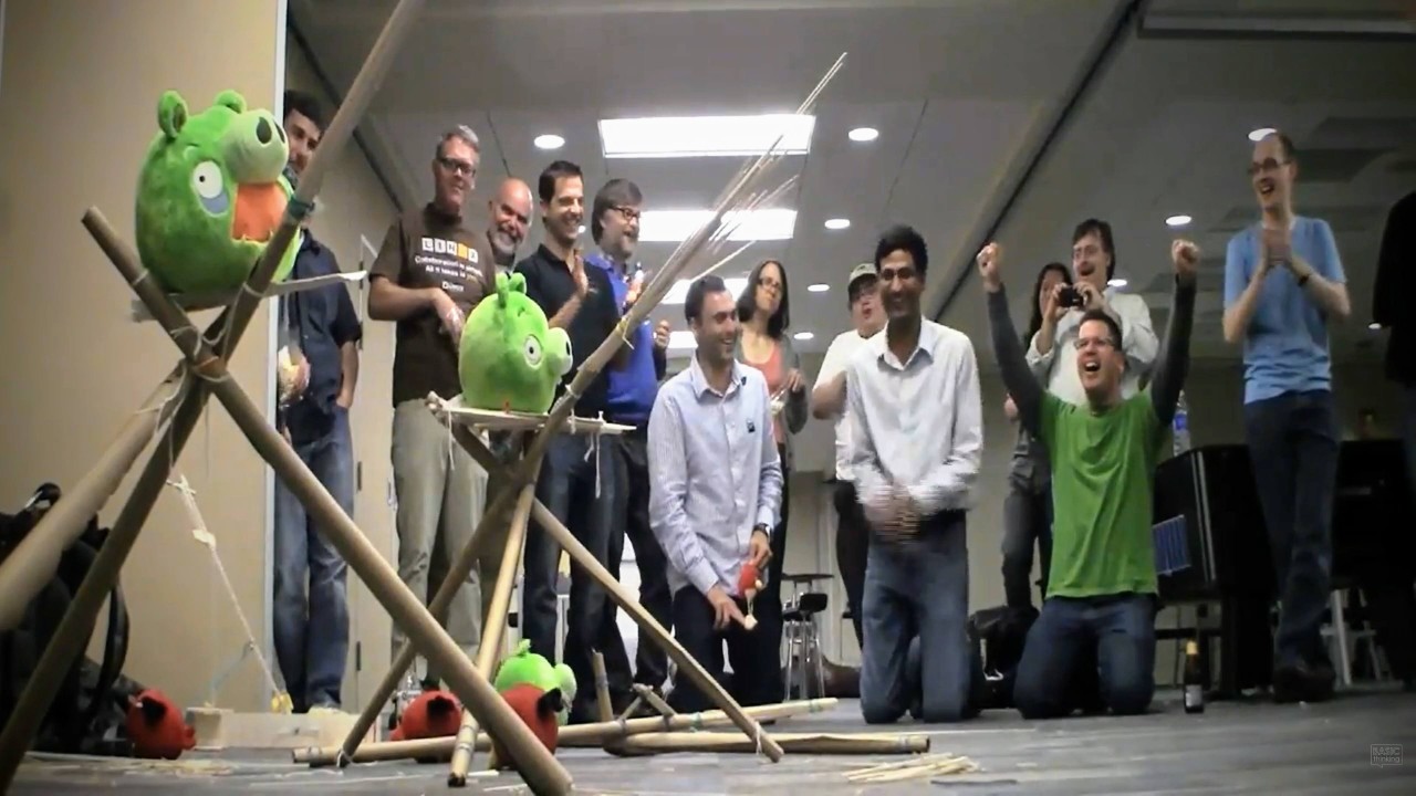Some open-source community members and I (green shirt) playing real-life Angry Birds together in a true expression of solidarity