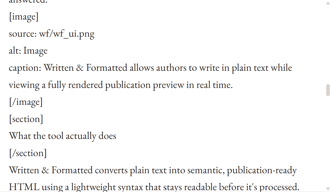 Written & Formatted Editor